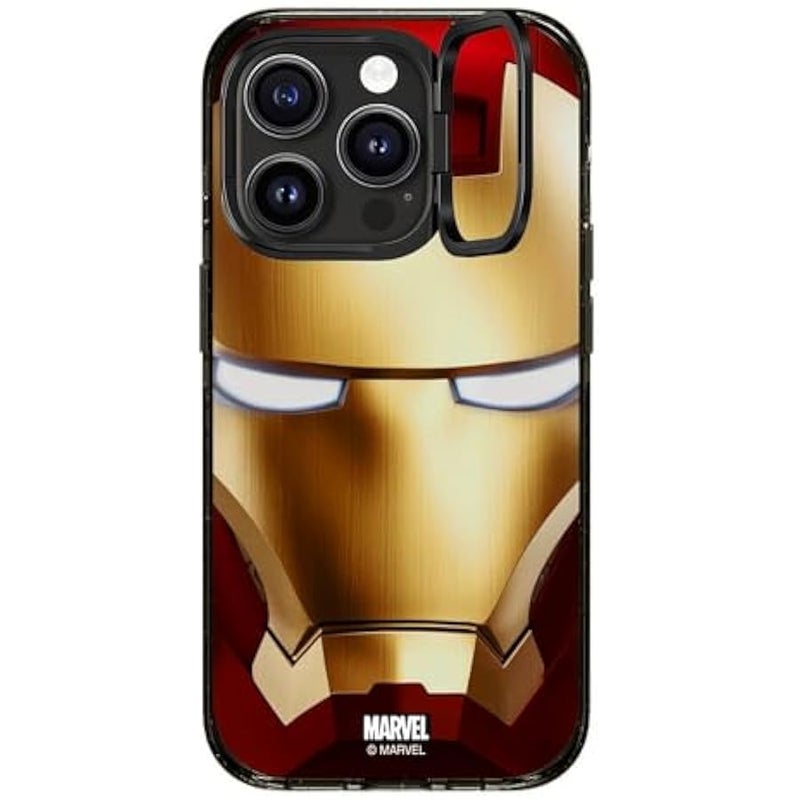 Casetify Impact Ring Stand iPhone 15 Pro Case 【Iron Man Co-Lab / 3X Military Grade Drop Tested / 6.6ft Drop Protection/Compatible with Magsafe】 - Iron Man Hero Mask - Clear Black - Image 4