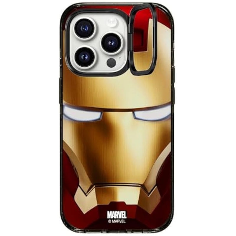 Casetify Impact Ring Stand iPhone 15 Pro Case 【Iron Man Co-Lab / 3X Military Grade Drop Tested / 6.6ft Drop Protection/Compatible with Magsafe】 - Iron Man Hero Mask - Clear Black - Image 3