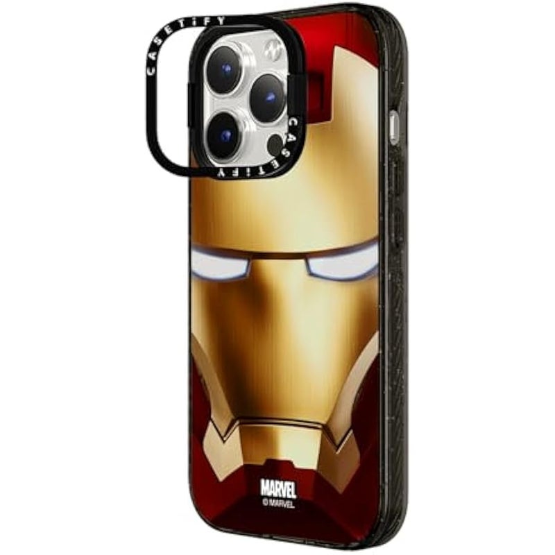 Casetify Impact Ring Stand iPhone 15 Pro Case 【Iron Man Co-Lab / 3X Military Grade Drop Tested / 6.6ft Drop Protection/Compatible with Magsafe】 - Iron Man Hero Mask - Clear Black - Image 5