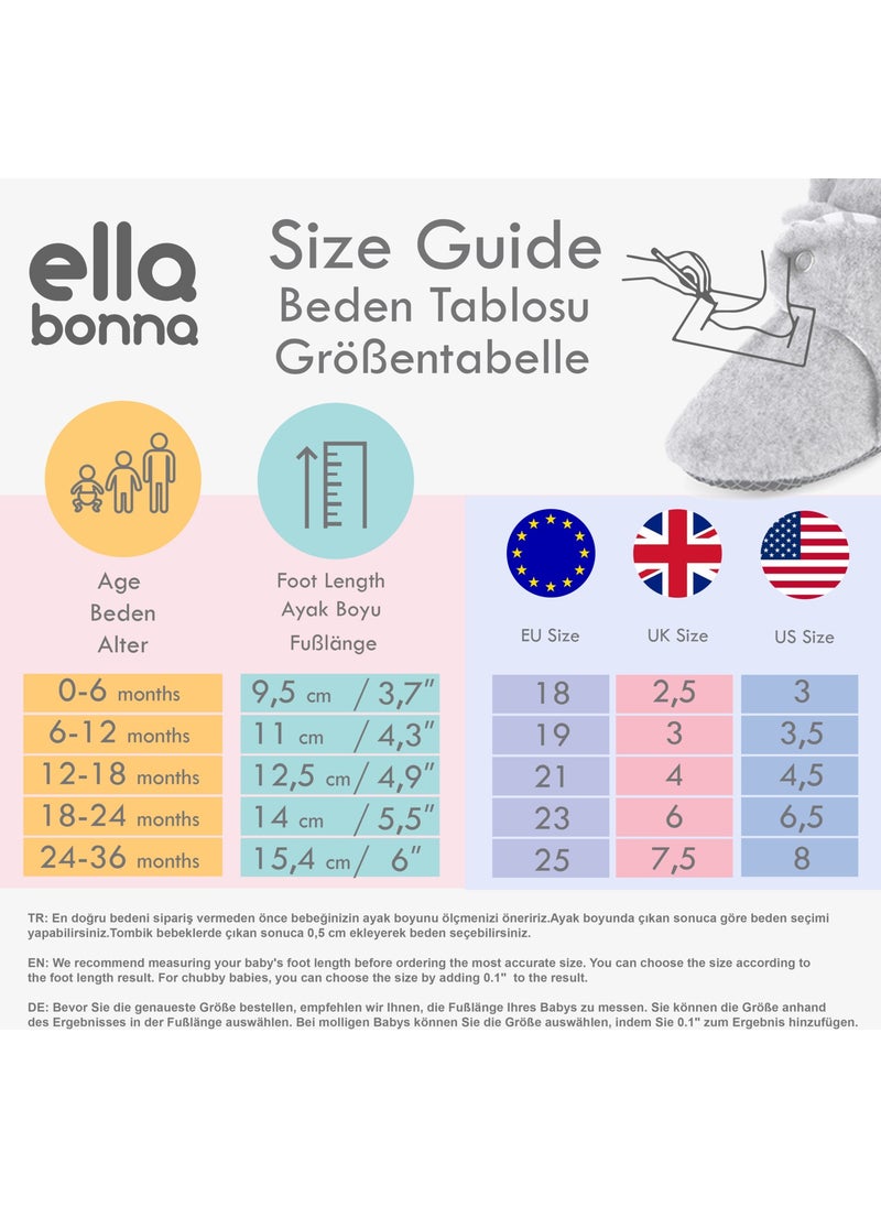 Ella Bonna - Organic Cotton Baby Slippers, Non-Slip Sole, Newborn Booties, Home Nursery Shoes, Claret Red - Image 1