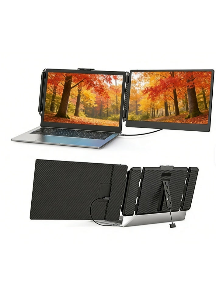 شاشة إضافية للابتوب 14 بوصة FHD 1080P، توصيل Plug & Play عبر Type-C و HDMI و USB-A، أوضاع عرض متعددة، شاشة محمولة خفيفة لأجهزة اللابتوب 13-17 بوصة، متوافقة مع Windows و Mac و Chrome - Image 1