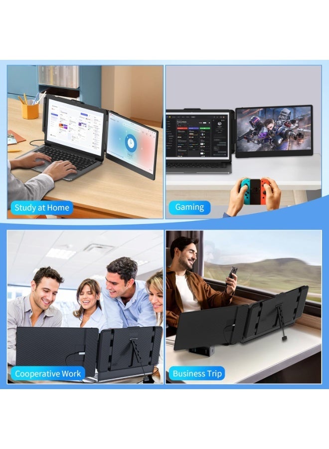 شاشة إضافية للابتوب 14 بوصة FHD 1080P، توصيل Plug & Play عبر Type-C و HDMI و USB-A، أوضاع عرض متعددة، شاشة محمولة خفيفة لأجهزة اللابتوب 13-17 بوصة، متوافقة مع Windows و Mac و Chrome - Image 4