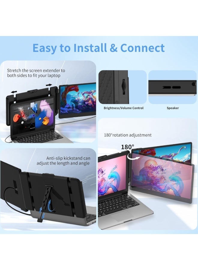 شاشة إضافية للابتوب 14 بوصة FHD 1080P، توصيل Plug & Play عبر Type-C و HDMI و USB-A، أوضاع عرض متعددة، شاشة محمولة خفيفة لأجهزة اللابتوب 13-17 بوصة، متوافقة مع Windows و Mac و Chrome - Image 3