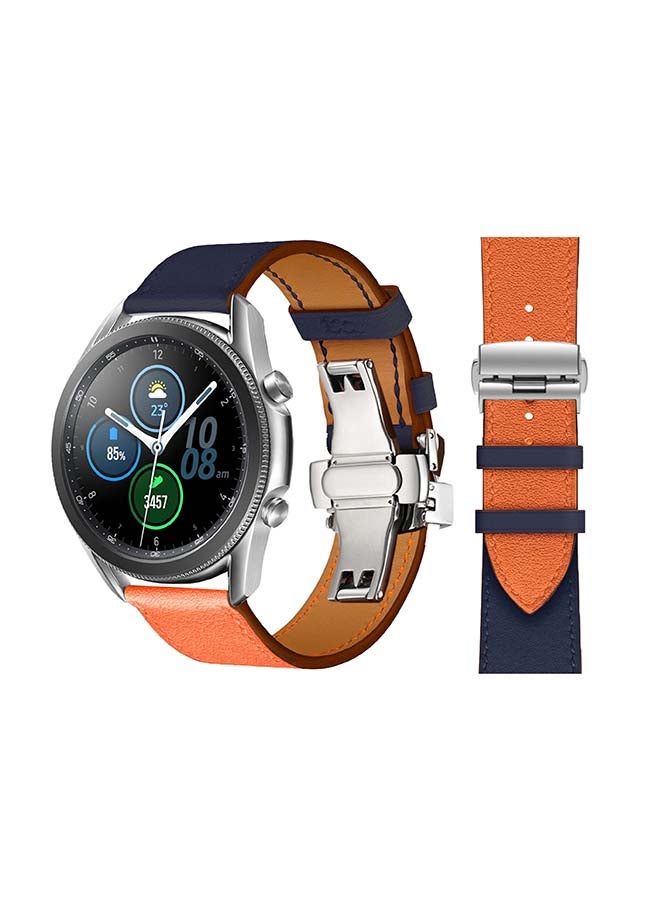 بيرفيي سوار بديل من الجلد الطبيعي لساعة سامسونج جالاكسي 3 مقاس 45 مم برتقالي/أزرق - Image 1