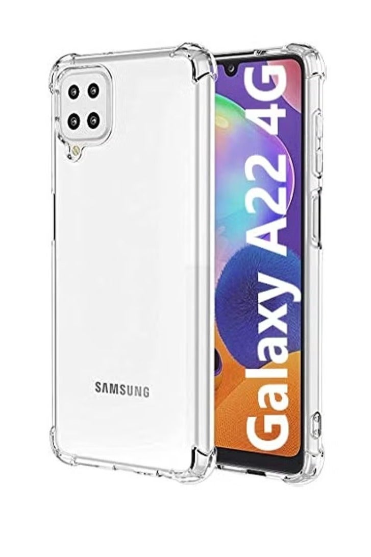 Galaxy A22 4G Flexible Clear Liquid Silicone Gel Anti-Yellowing Back Cover with 4 Corners Protection - Image 2