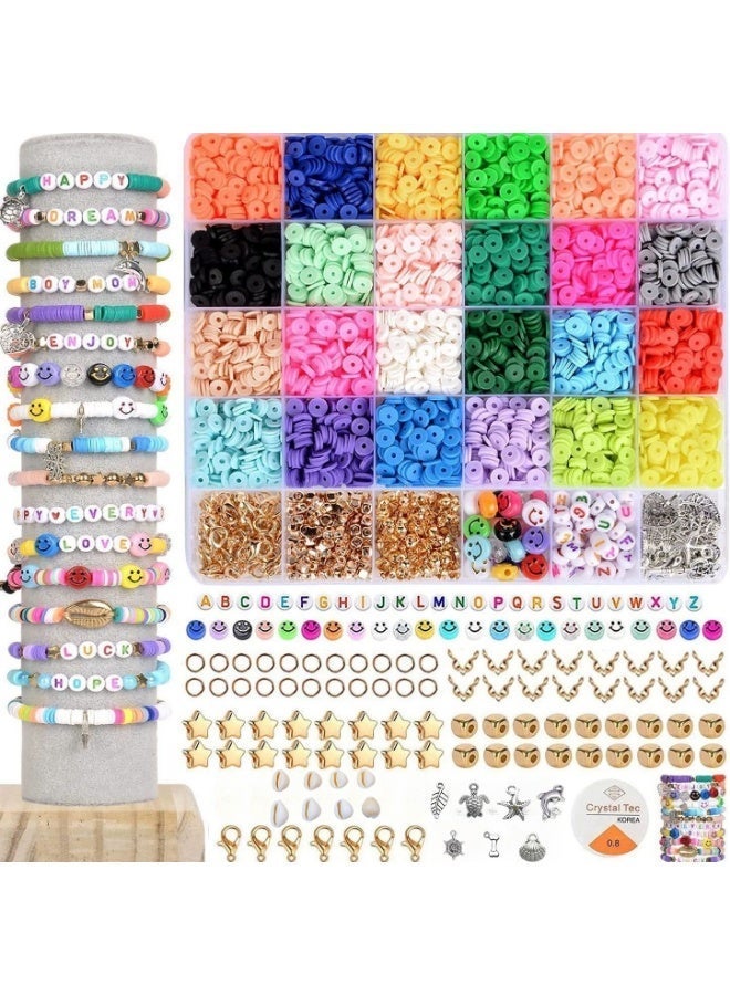 SUNKKQ DIY Jewelry Making Kit With 4000 Soft Clay Beads, Multicolor Polymer Slices, Letter Beads, Charms & Jump Rings For Bracelets, Necklaces & Earrings - Image 1