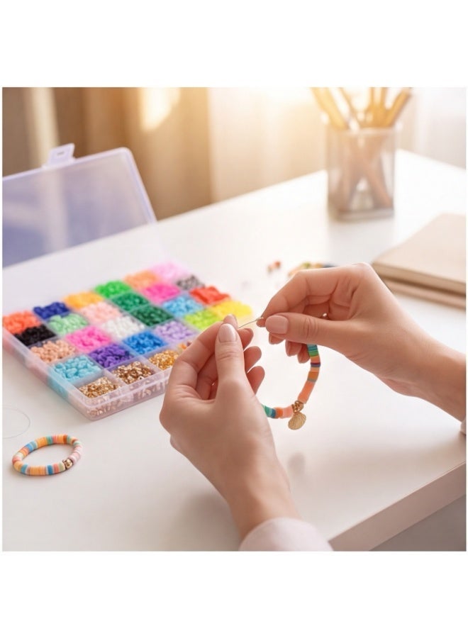 SUNKKQ DIY Jewelry Making Kit With 4000 Soft Clay Beads, Multicolor Polymer Slices, Letter Beads, Charms & Jump Rings For Bracelets, Necklaces & Earrings - Image 3