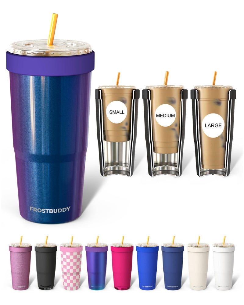 Frost Buddy Togo Buddy 30 oz Stainless Steel Vacuum Insulated Tumbler To Go Coffee Cup Iced Coffee Cups Iced Coffee Sleeve Travel Mug Thermal Cup for Hot Cold Drinks Dunkin CupNebula Glitter - Image 2