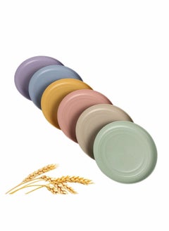 Lightweight Wheat Straw Plates Unbreakable Dinner Dishes Plates Set Non-Toxin Dishwasher & Microwave Safe BPA Free and Healthy for Kids Children Toddler & Adult (Small 6 Pack 5.9')