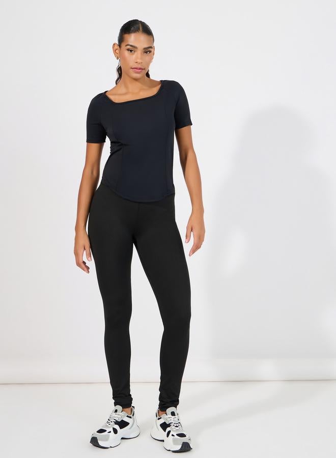 Styli Side Reflective Dot Detail Scoop Neck Top  - Image 2