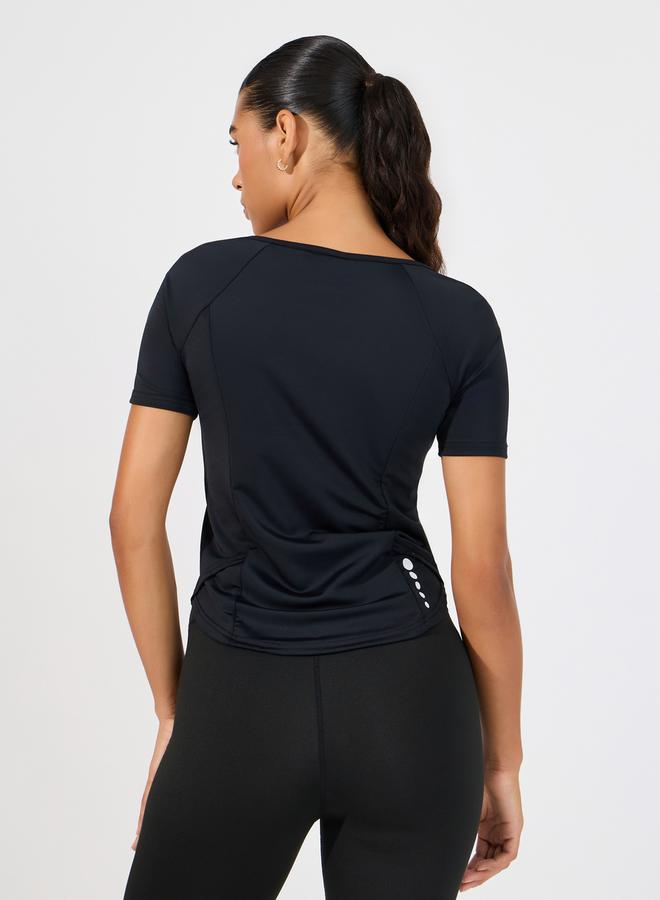 Styli Side Reflective Dot Detail Scoop Neck Top  - Image 4