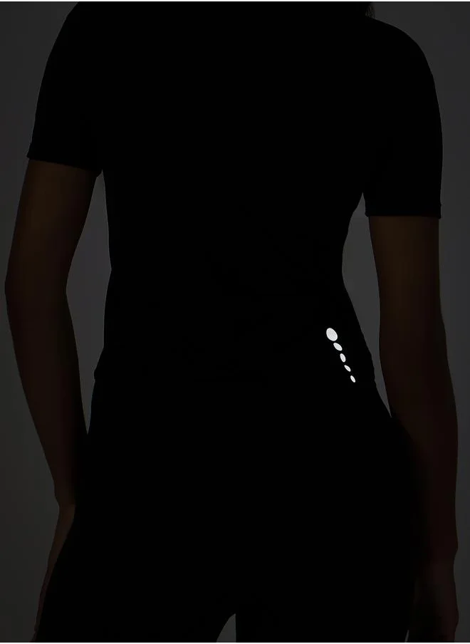 Styli Side Reflective Dot Detail Scoop Neck Top