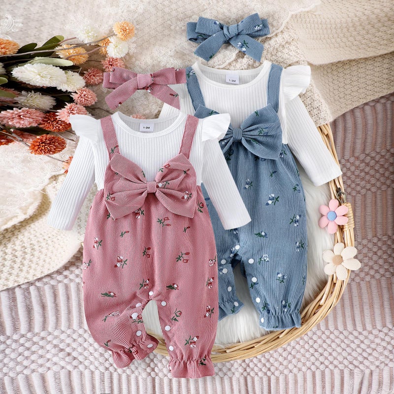 YINGISFITM Newborn Baby Girl Clothes Long Sleeve Romper One Piece Jumpsuit Fall Winter Infant Outfits 0 3 6 9 12 18 Months (Blue, Newborn) - Image 3