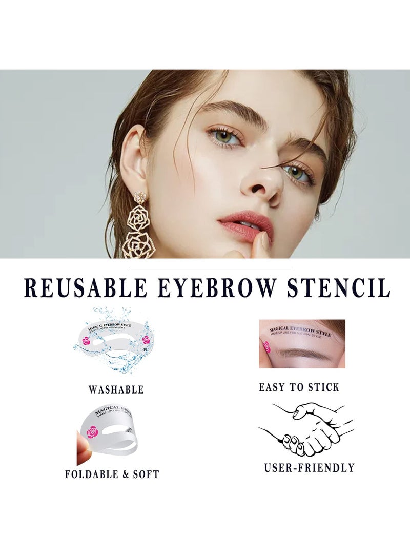 بونيتو 48 قطعة قالب رسم حواجب، قابل لإعادة الاستخدام، طقم استنسل للحواجب، قابل لإعادة الاستخدام، أدوات تشكيل الحواجب بنفسك، 24 نمطًا لتصميم شكل حاجبيك - Image 2