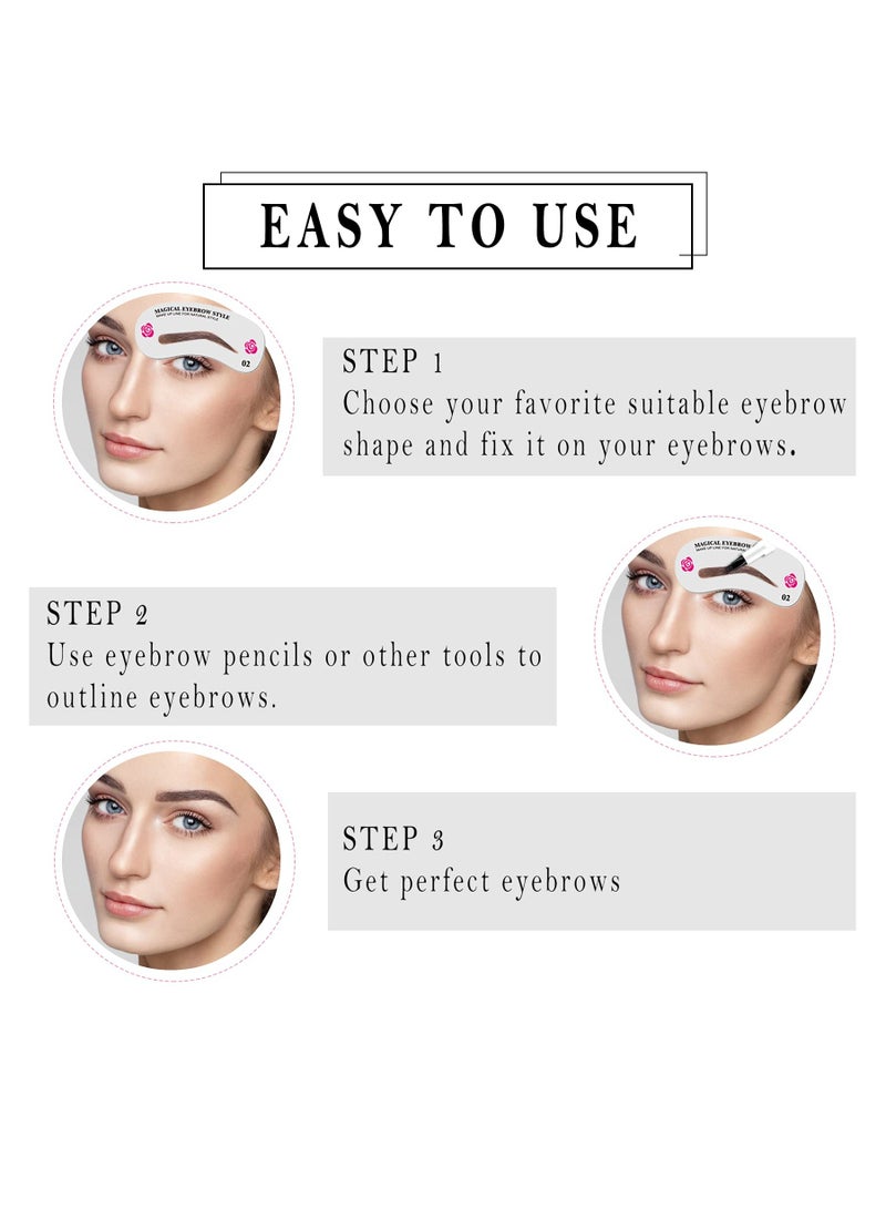 بونيتو 48 قطعة قالب رسم حواجب، قابل لإعادة الاستخدام، طقم استنسل للحواجب، قابل لإعادة الاستخدام، أدوات تشكيل الحواجب بنفسك، 24 نمطًا لتصميم شكل حاجبيك - Image 5