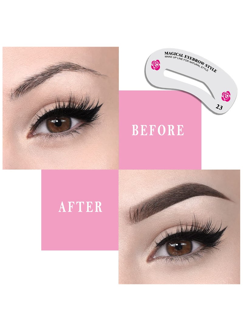 بونيتو 48 قطعة قالب رسم حواجب، قابل لإعادة الاستخدام، طقم استنسل للحواجب، قابل لإعادة الاستخدام، أدوات تشكيل الحواجب بنفسك، 24 نمطًا لتصميم شكل حاجبيك - Image 3