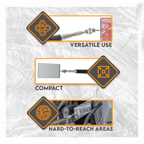 SE 33-Inch Telescoping Rectangular Mirror with Cushion Grip Handle - Adjustable, Pivoting 2x3.5 Inch Mirror for Automotive, Home Inspection, and Hard-to-Reach Areas - Image 3