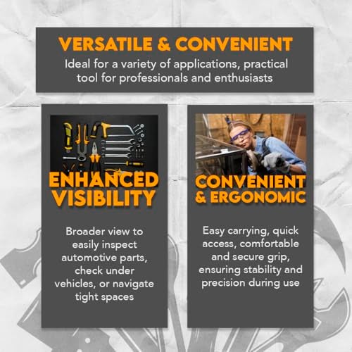 SE 33-Inch Telescoping Rectangular Mirror with Cushion Grip Handle - Adjustable, Pivoting 2x3.5 Inch Mirror for Automotive, Home Inspection, and Hard-to-Reach Areas - Image 2