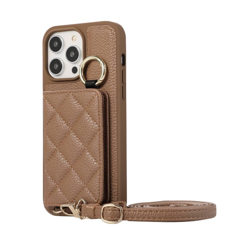 غطاء واقي | لـ iPhone 11 Pro | بني | TPU | حامل بطاقات | مرآة - Image 1