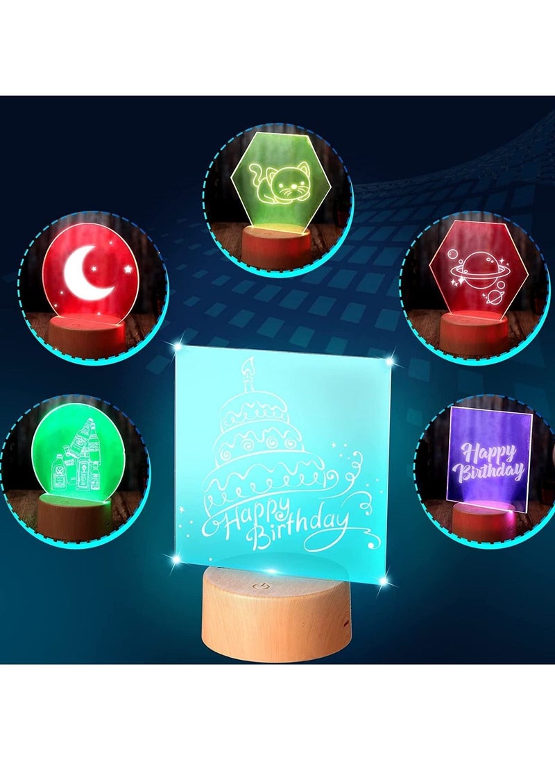 Captaintech 3D Night LED Light Lamp Bases 6 Pieces Clear Acrylic Sheets LED Display Base Acrylic Blanks for LED Base Acrylic Light Panel with Remote Control USB Cable 16 Colors 4 Modes 4 Pieces Wood Color - Image 4