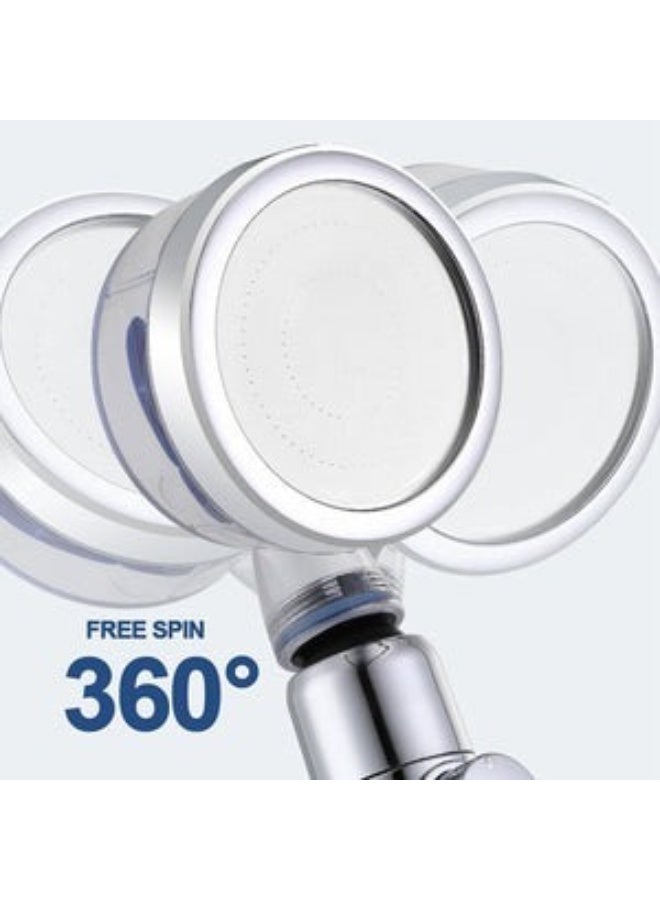 High-Pressure Turbocharged Shower Head with Filtration System - 360° Rotating Handheld Water-Saving Showerhead - Includes 3 Replaceable PP Cotton Filters for Chlorine Removal & Skin Protection (Silver/Blue) - Image 4