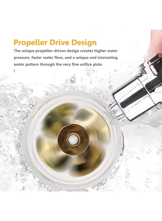 High-Pressure Turbocharged Shower Head with Filtration System - 360° Rotating Handheld Water-Saving Showerhead - Includes 3 Replaceable PP Cotton Filters for Chlorine Removal & Skin Protection (Silver/Blue) - Image 3