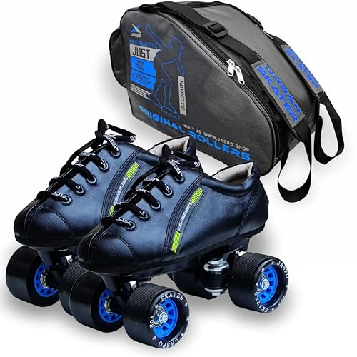 jaspo Unisex Sprint Pro 10 Quad Shoes Fixed Body Roller Skates Approximate For Beginners&Intermediates For Practice&Training Purpose For (All Age Group)(8 Uk(Foot Length 27.3 Cms)Blue), Outdoor Wheel - Image 1