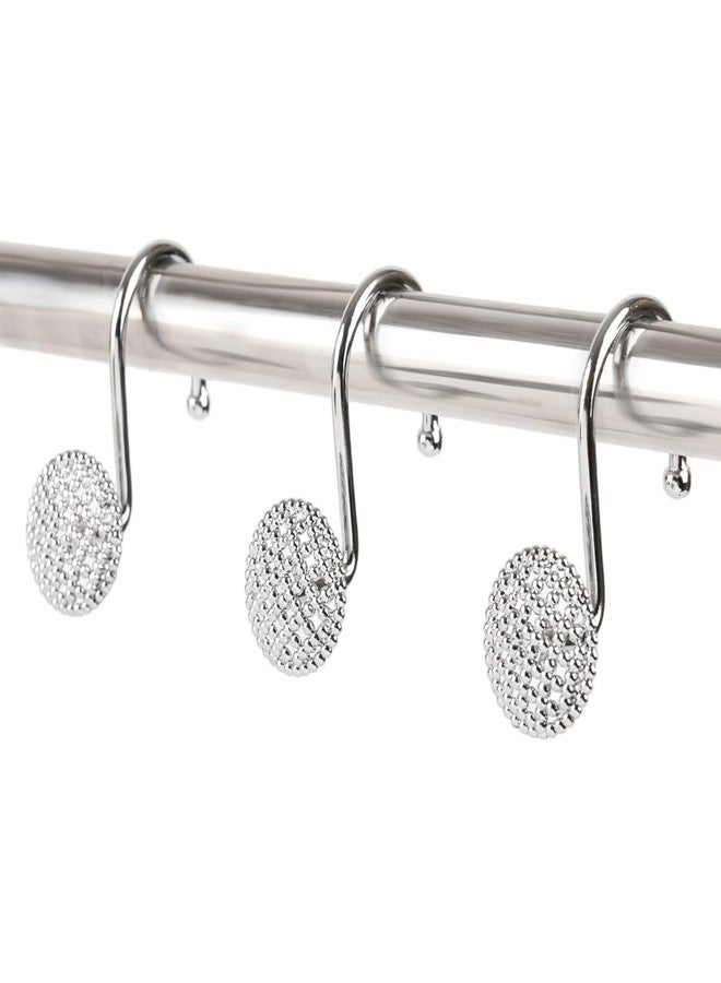 Resze Decorative Shower Curtain Hooks,Heavy Duty Solid Shower Curtain Rings,Rustproof Metal Shower Hooks for Bathroom Shower Rod, Curtain Hooks for Living Room Bedroom Bathroom Decor,Set of 12, Chrome - Image 1