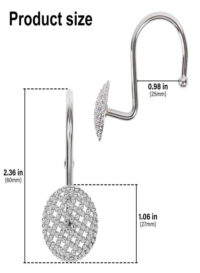 Resze Decorative Shower Curtain Hooks,Heavy Duty Solid Shower Curtain Rings,Rustproof Metal Shower Hooks for Bathroom Shower Rod, Curtain Hooks for Living Room Bedroom Bathroom Decor,Set of 12, Chrome - Image 2