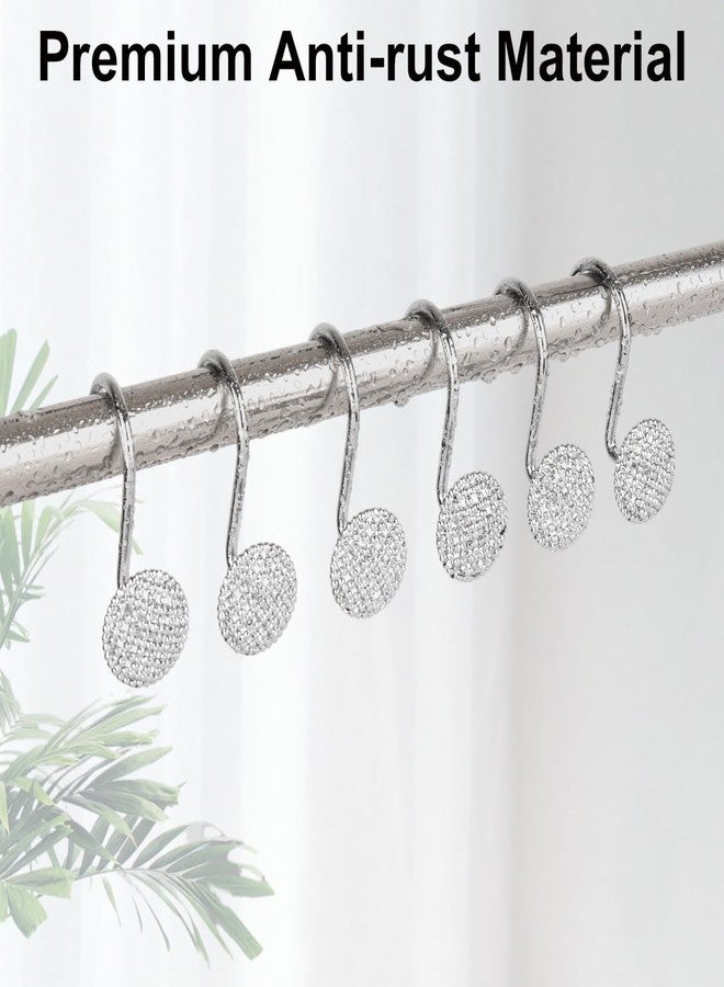Resze Decorative Shower Curtain Hooks,Heavy Duty Solid Shower Curtain Rings,Rustproof Metal Shower Hooks for Bathroom Shower Rod, Curtain Hooks for Living Room Bedroom Bathroom Decor,Set of 12, Chrome - Image 5