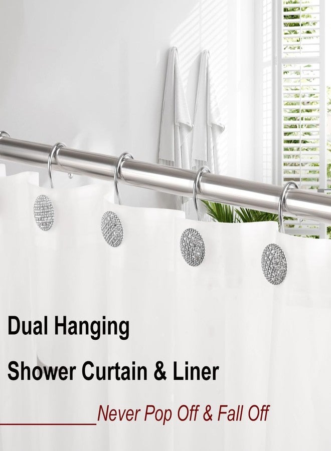 Resze Decorative Shower Curtain Hooks,Heavy Duty Solid Shower Curtain Rings,Rustproof Metal Shower Hooks for Bathroom Shower Rod, Curtain Hooks for Living Room Bedroom Bathroom Decor,Set of 12, Chrome - Image 3