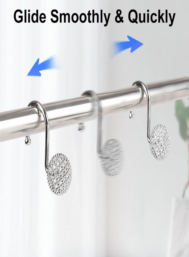 Resze Decorative Shower Curtain Hooks,Heavy Duty Solid Shower Curtain Rings,Rustproof Metal Shower Hooks for Bathroom Shower Rod, Curtain Hooks for Living Room Bedroom Bathroom Decor,Set of 12, Chrome - Image 4