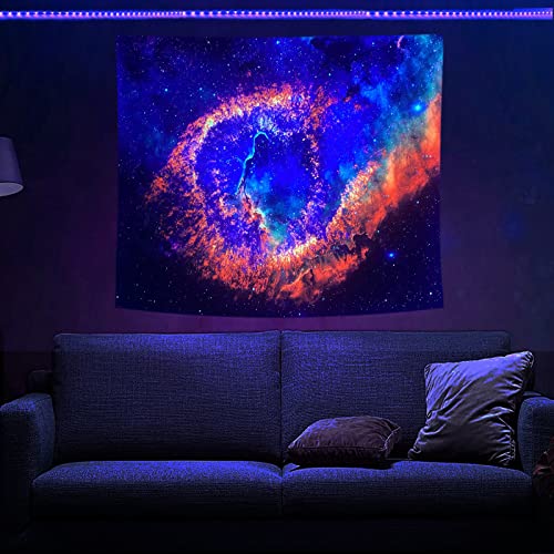 PSYHILAR Black Light Posters for Adults and Teens, Outer Space Nebula Galaxy Backdrop UV Reactive Tapestry Blacklight Wall Hanging Universe (91 x 71 Inches) - Image 1