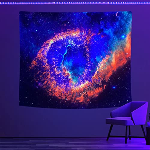 PSYHILAR Black Light Posters for Adults and Teens, Outer Space Nebula Galaxy Backdrop UV Reactive Tapestry Blacklight Wall Hanging Universe (91 x 71 Inches) - Image 2