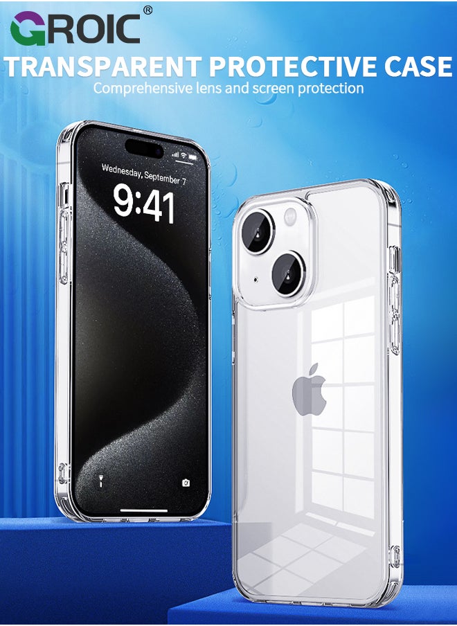 GROIC Compatible with iPhone 15 Plus Case, Anti-Fingerprint Technology Easy to Hold Feels Velvety Soft Prevents Oily Smudges Tempering Glass Phone Cover for Women Men  - Image 2