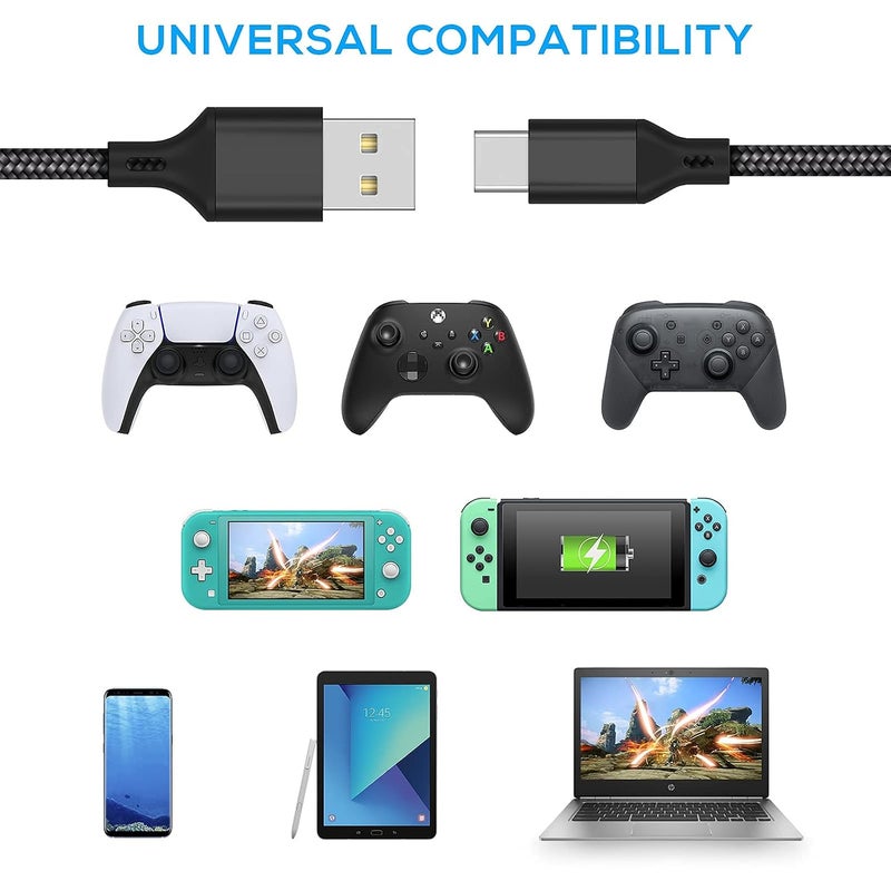 كاست ويف 3 متر كابل شحن سريع USB-C، سلك مضفر مع مؤشر LED للاستخدام المنزلي والسيارة، مناسب لـ Xbox Series X|S، Switch، وحدة تحكم Switch Pro، الهواتف، الأجهزة اللوحية، سلك شحن Type-C عالي السرعة - Image 3
