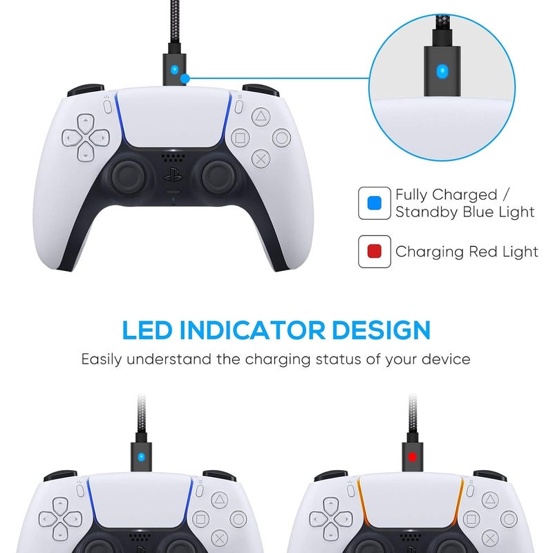 كاست ويف 3 متر كابل شحن سريع USB-C، سلك مضفر مع مؤشر LED للاستخدام المنزلي والسيارة، مناسب لـ Xbox Series X|S، Switch، وحدة تحكم Switch Pro، الهواتف، الأجهزة اللوحية، سلك شحن Type-C عالي السرعة - Image 4