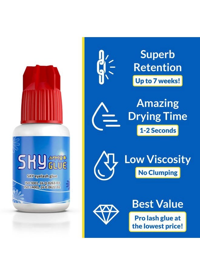 beau lashes Sky Glue for Eyelash Extensions S+ | Super Strong Lash Extension Glue | Professional Black Adhesive for Long Lasting Semi Permanent Individual Lash Extensions | Fast Drying / 7+ Week Retention 5ml  - Image 2