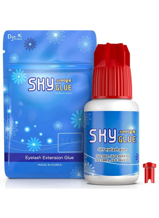 beau lashes Sky Glue for Eyelash Extensions S+ | Super Strong Lash Extension Glue | Professional Black Adhesive for Long Lasting Semi Permanent Individual Lash Extensions | Fast Drying / 7+ Week Retention 5ml  - Image 1