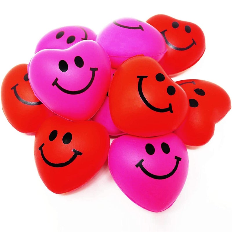 4E's Novelty 24 Pack Heart Stress Balls Bulk - Valentine Stress Hearts Mini Heart Shaped Stress Balls 1.5" - Squishy Stress Balls for Kids & Adults, Valentines Day Party Favors, Classroom Gifts - Image 1