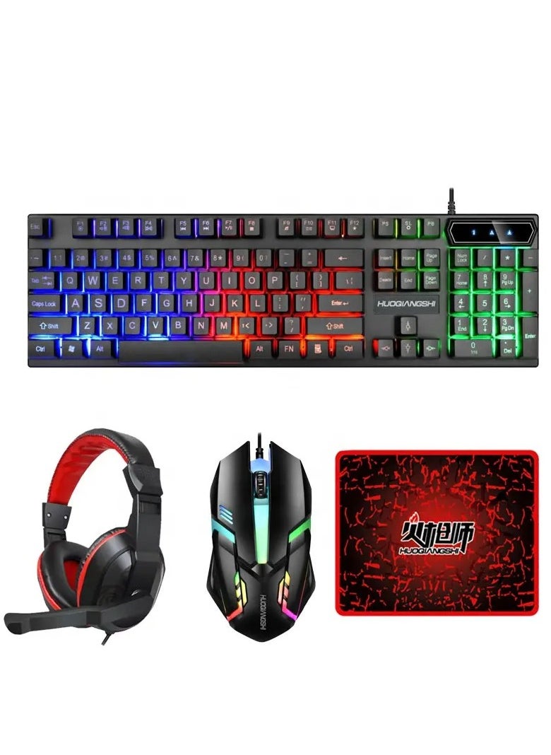 Generic Huoqiangshi G200 4 in 1 Gaming Keyboard Mouse Pad Headphone RGB Light  - Image 5
