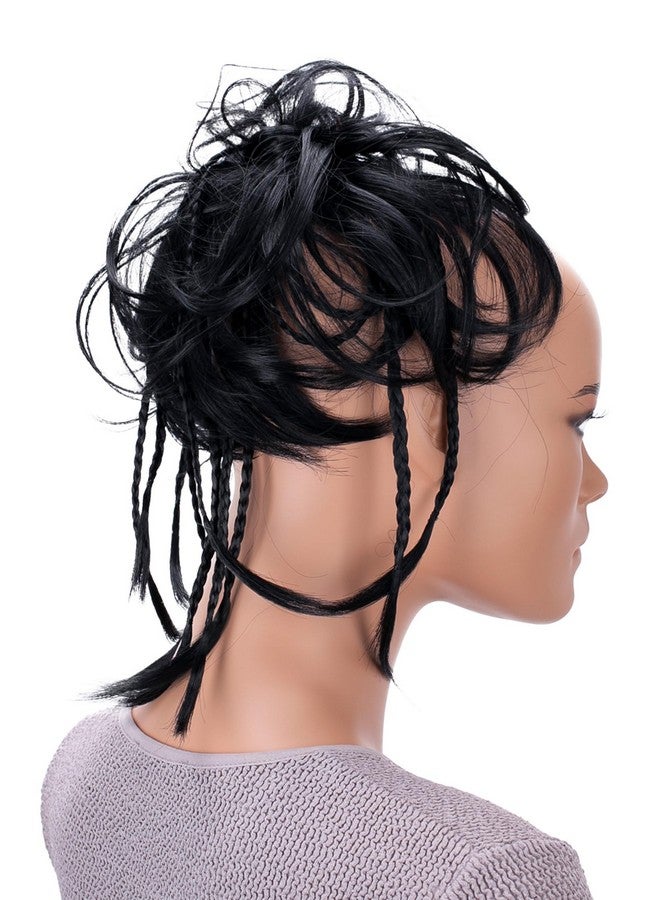 كايشا ربطة شعر جامبو من CAISHA، تسريحة شعر مموجة ومرفوعة، كعكة شعر فوضوية، لون أسود G1D - Image 1