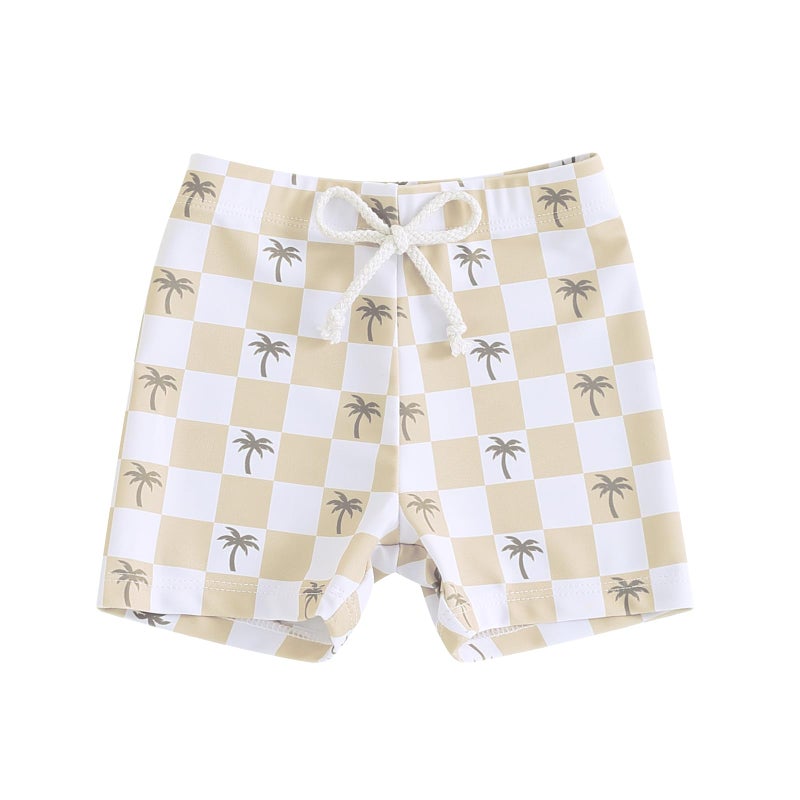 Socutebabe Baby Boy Swimsuit Toddler Baby Boy Beach Swim Shorts Bathing Suitt Swimsuit Swimwear Shorts Boys Swim Trunks (A-Plaid Yellow,6-12 Months) - Image 1
