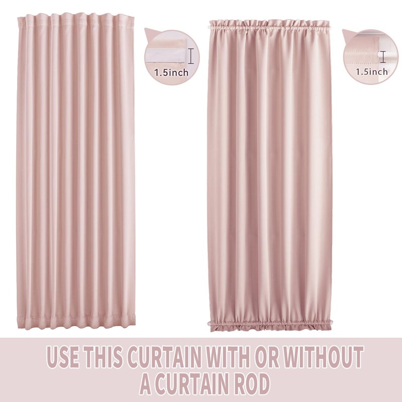 Vatge Pink French Door Curtains - No Drill Door Window Curtains For Privacy  Sidelight Curtains For Front Door  1 Panel  W25 X L72  Baby Pink - Image 4