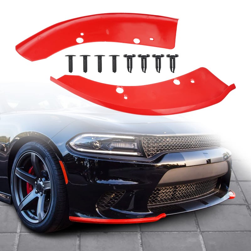 JDMON Front Bumper Lip Splitter Protector Compatible with Dodge Charger SRT HellcatSRT 392 Scat PackRT Scat PackGTRT 20152021 GT RT Accessories Red 2pcs