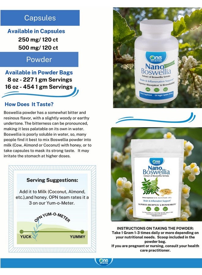 One Planet Nutrition Nano Boswellia Powder 16 oz (454 Servings), High Potency Boswellia serrata Resin, Supports Cognitive Function for Brain Health, Non-GMO, Vegan, Gluten-Free - Image 4