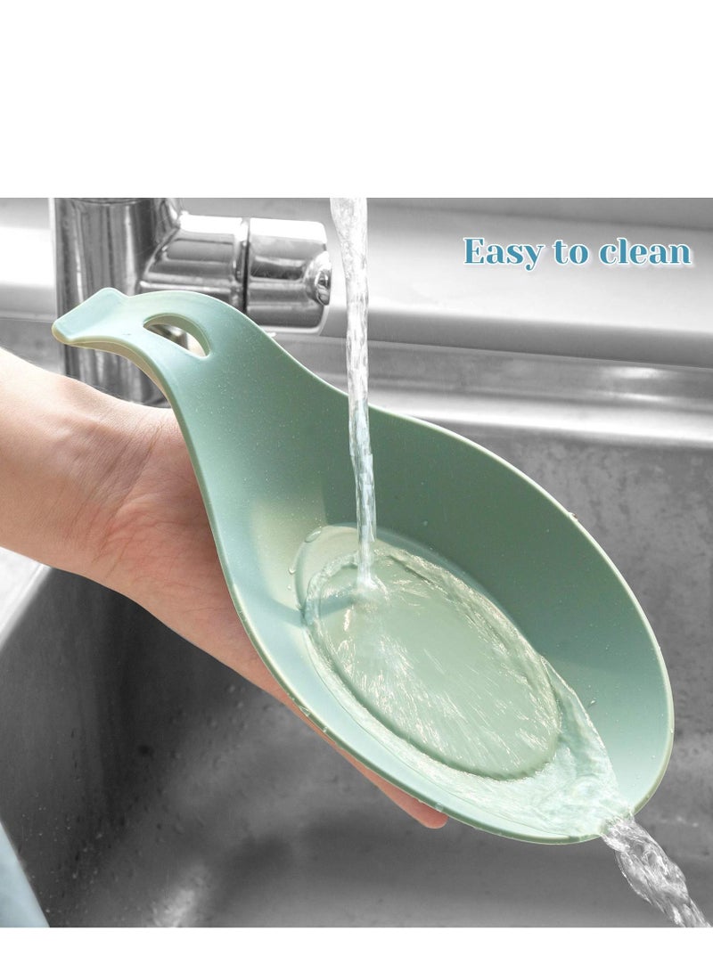 SYOSI Spoon Rest For Kitchen Counter, Pack of 4 BPA Free and Food Grade, Silicone Spoon Holder, Smooth Surface Classy, Look Spoon Holder for Stove Top for Cooking Spatula, Ladle, Brush, Risotto - Image 2