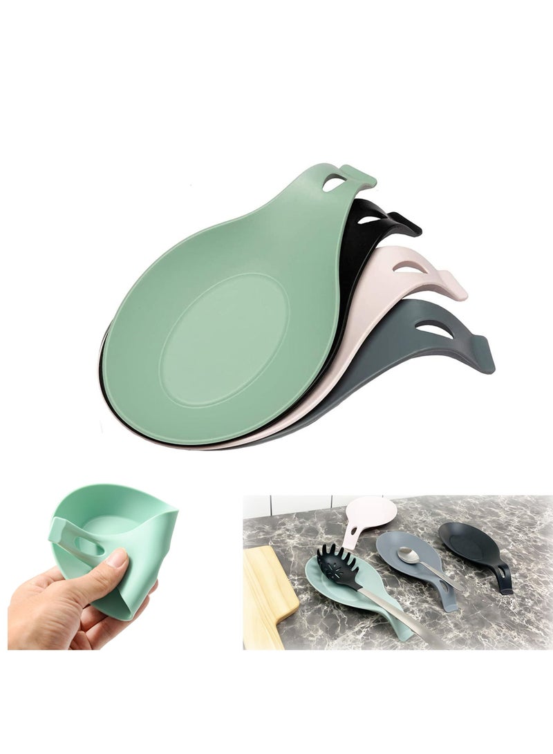 SYOSI Spoon Rest For Kitchen Counter, Pack of 4 BPA Free and Food Grade, Silicone Spoon Holder, Smooth Surface Classy, Look Spoon Holder for Stove Top for Cooking Spatula, Ladle, Brush, Risotto - Image 1