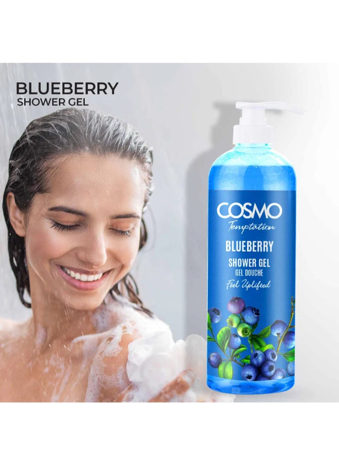 COSMO Cosmo Temptation Blueberry Shower Gel 1000ml for Men & Women  - Image 2