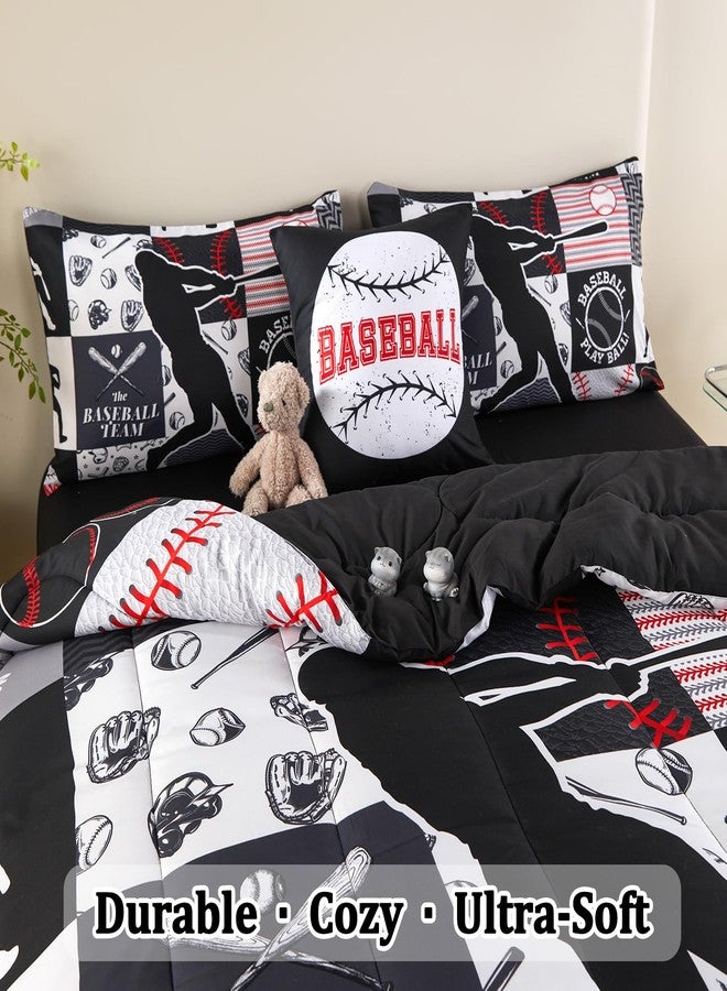 ASKOTU 4 Pcs Twin Bedding Set for Boys, Baseball Sports Boys Bedding Twin Comforter Set - Image 3